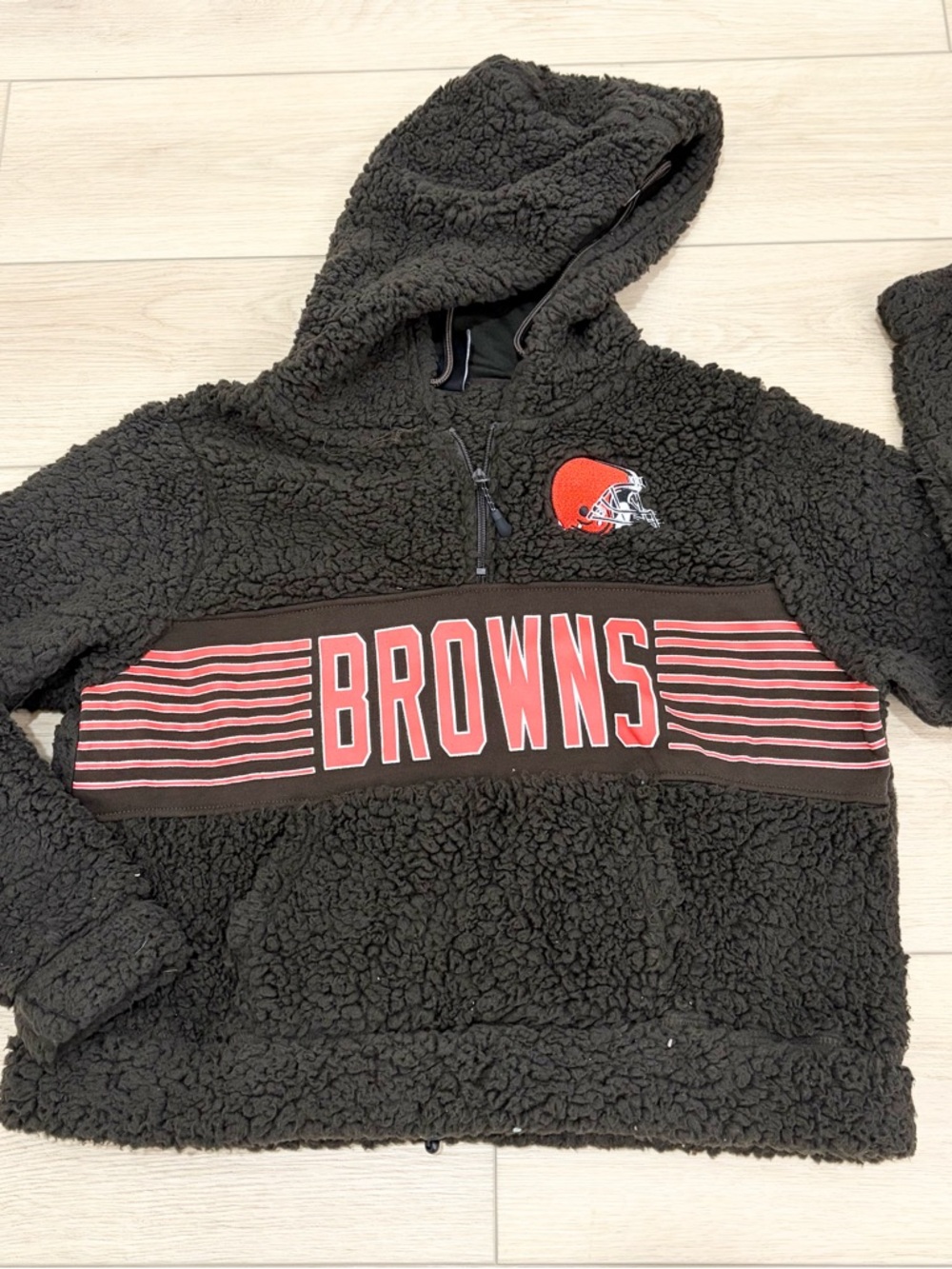 NFL Cleveland Browns Cozy Chunky Sherpa Hoodie with Chest Panel